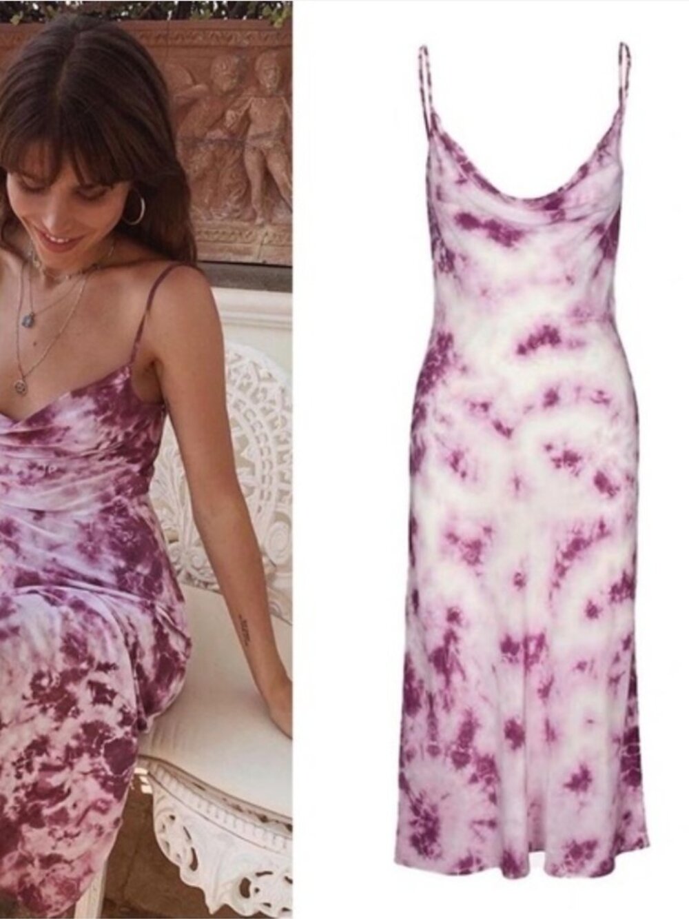 Realisation Par The Capulet Tie-Dye Dress in Karma Purple size small silk